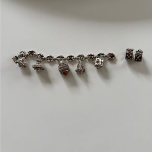 Vintage Italian Etruscan style charm bracelet and earrings set